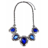 Sapphire Iced Teardrop Gemstone Statement Necklace